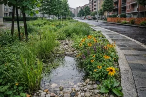 giardino della pioggia aiuola drenante cittÃ