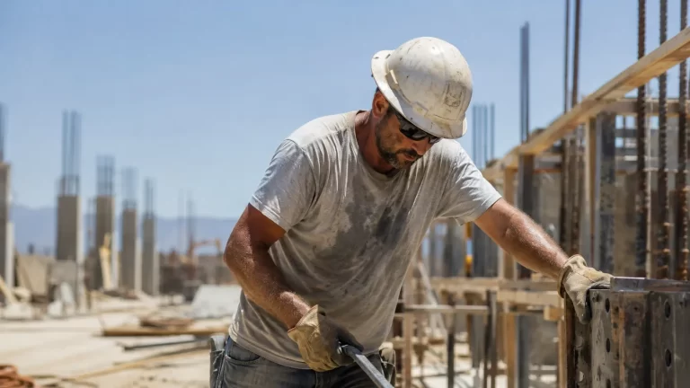 Lavoratore all’aperto sotto il sole in una giornata di caldo intenso